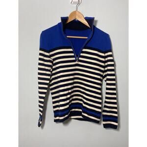 Lauren Ralph Lauren women’s Medium blue stripped 1/4 zip sweater boating